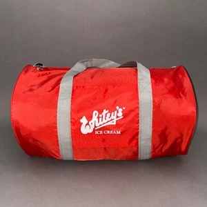 Vintage 1980s WHITEY'S ICE CREAM DUFFLE BAG Gym Moline Illinois 80s Travel Red - Picture 1 of 14