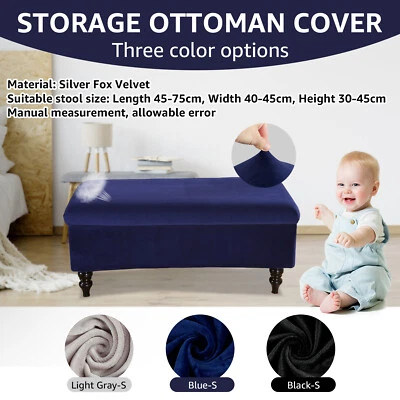 Storage Ottoman Cover Stretch Ottoman Bench Cover Soft Footstool Cover qrXJa - image 1 of 4