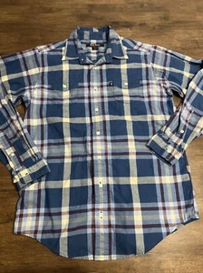 Brooks Brothers Blue Flannel Cotton Plaid Button Down Shirt Boys Sz Large - Picture 1 of 9