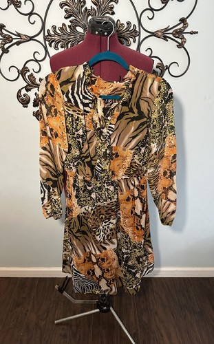 VETEMENTS Abito donna Anmol taglia 14 stampa animalier completamente foderato.