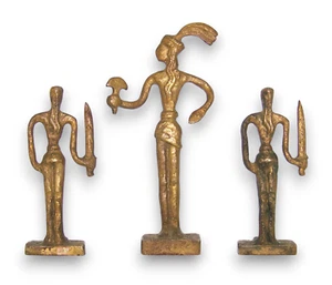 Christoforus Sklavenitis Brass Chess Set Minoan Crete Handmade In Greece - Picture 1 of 7