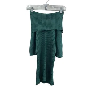 Jones New York Petite Women's Off Shoulder Knit Green Midi Sweater Dress S NWT - Picture 1 of 5