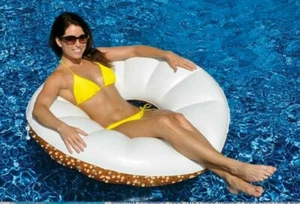 Swimming pool lounge chair donut lounger swim sportz floating beach inflatable - Picture 1 of 9