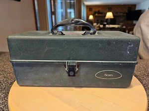 Vintage SEARS ROEBUCK & CO Metal Tin Plastic Tier Tackle Box Green Fishing - Picture 1 of 17