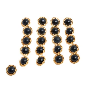 Chanel 21 Boutons 19 mm doré noir 1980s golden metal black glass 19 mm buttons - Imagen 1 de 4