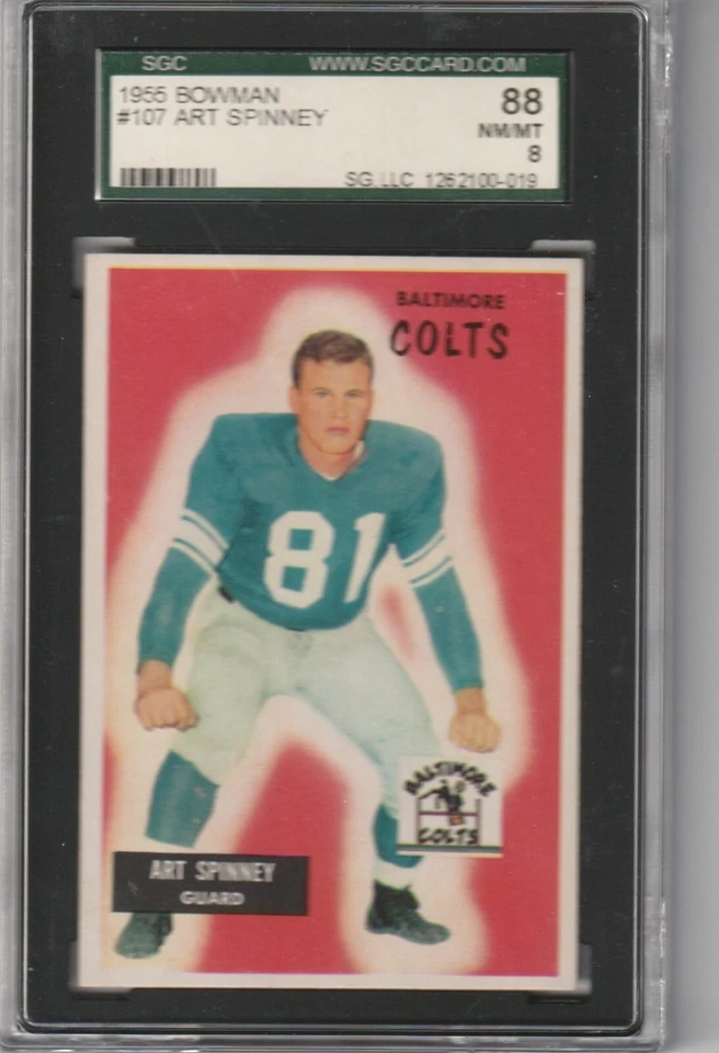 1955 Bowman Art Spinney #107, SGC 88 NM/MT 8 - Image 1 of 1