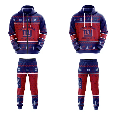 New York Giants Christmas Tracksuit Outfits Casual Hoodie Set Pants Sweatsuit Cover