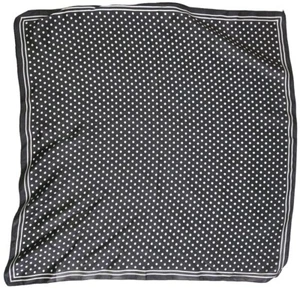 Black Polka Dot Pocket Square Silk Scarf, 19/19 Inch - Picture 1 of 3