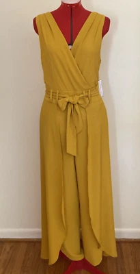PREMIER AMOUR JUMPSUIT~16~MUSTARD~SLEEVELESS~SPLIT LEGS~BELTED - Image 1 of 4