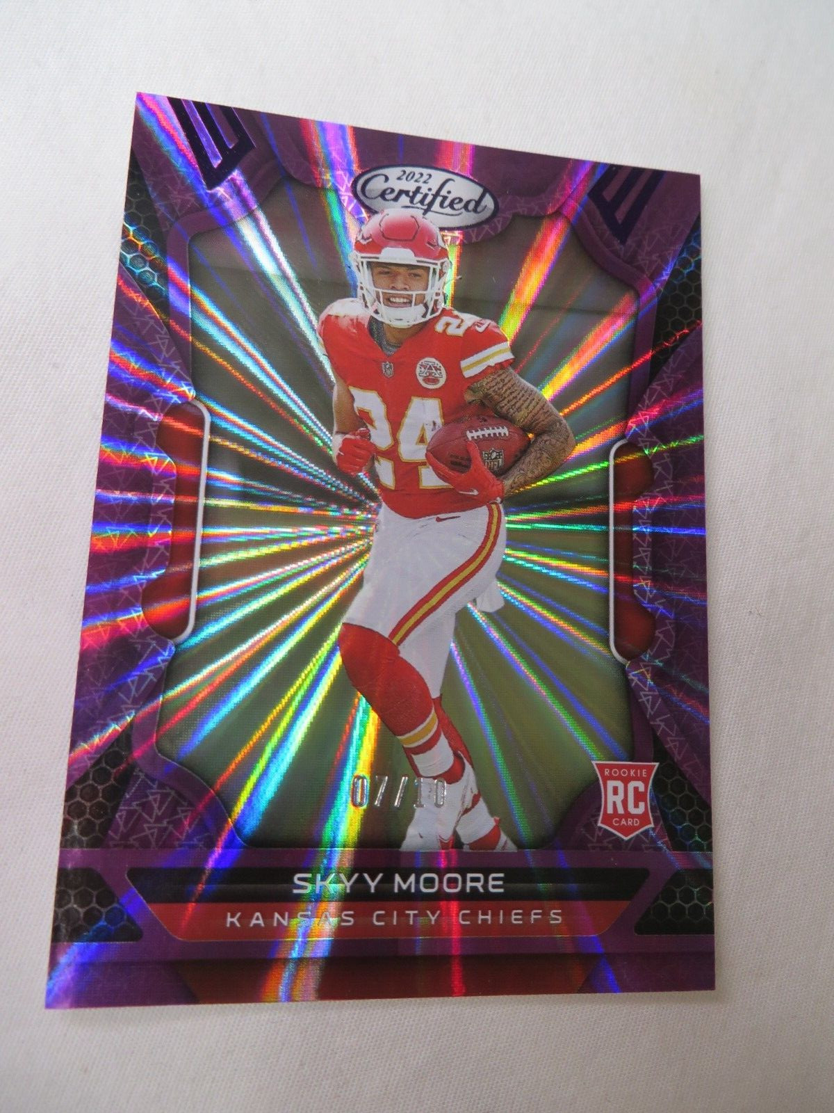 2022 Panini Certified Skyy Moore Rookie Card #119 SSP 7/10 FOTL Purple Mirror