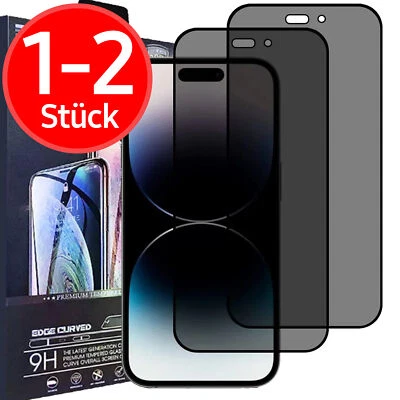 Panzerfolie Glas Blickschutz Displayschutz Für iPhone 16 15 14 13 12 11 Pro Max - Bild 1 von 4