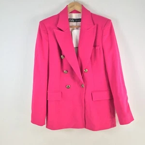 NEW Zara blazer jacket womens size S pink long sleeve city classy smart 105376 - Picture 1 of 9
