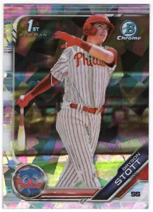 2019 1° Bowman Chrome Draft Sapphire BDC-79 Bryson Stott Philadelphia Phillies - Foto 1 di 6