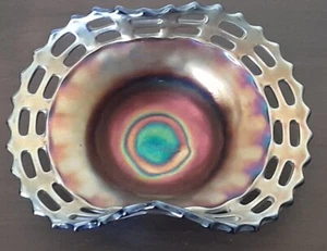 ANTIQUE  CARNIVAL GLASS BOWL FENTON BLUE "JIP HAT" - Bild 1 von 7