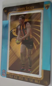 2025 TEAMCOACH AFL CARD BLUE PARALLEL HAWTHORN HAWKS JAMES SICILY #30 - Picture 1 of 2