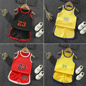 Summer Children Basketball Clothes Kids Baby Boys Sportswear Vest Shorts Suit - Picture 1 of 29