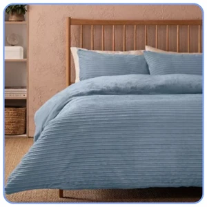 Juego de cama Argos Home acanalado suave polar azul - doble - Imagen 1 de 6