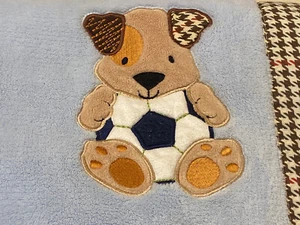 Lämmer & Efeu Hund Fußball blau Babydecke braun Hundstooth Borte Bin715 - Bild 1 von 5
