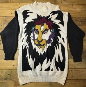 Vintage Bonnie Boerer & Company Sweater Embroidered Lion Women’s Medium - Picture 1 of 8