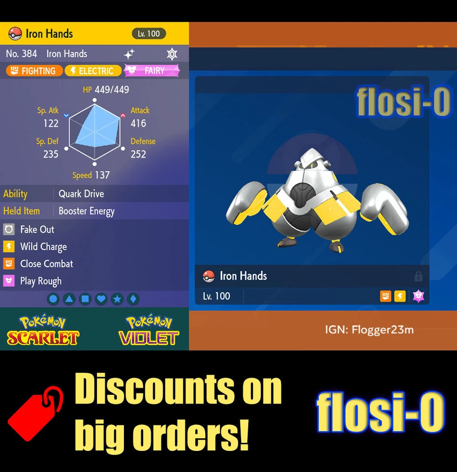 6IV Shiny Iron Hands Hariyama Pokemon Scarlet and Violet - image 1 of 1