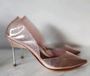 Zapatos de salón Kurt Geiger rosa brillo gelatina transparente tacón de aguja punta talla 37/7  - Imagen 1 de 7