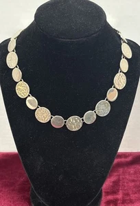 Vintage Sterling Silver Circle Link w/Chain Choker Collar Necklace, 16" 79.1g - Bild 1 von 10