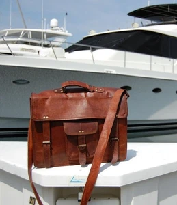 Bolso Mensajero de Cuero Maletín Portátil Hombre Hombro Auténtico Vintage Cartera - Imagen 1 de 12