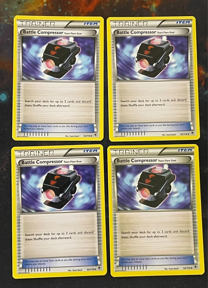 POKEMON 4x BATTLE COMPRESSOR TEAM FLARE GEAR 92/119 UNCOMMON PHANTOM FORCES - Image 1 of 1