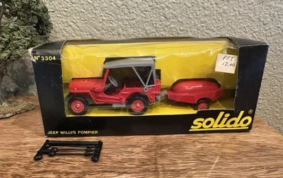 Solido 3304 Jeep Willys with Fire Pump Trailer - Red - 1/50 Die-cast - Image 1 of 4