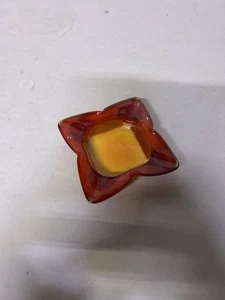 MCM Sasaki ? Slag Glass Trinket Dish/Ashtray Blood Orange - Picture 1 of 7