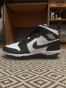 Nike Air Jordan 1 Mid TD Football Cleats Mens Size 16 Black White FJ6805-100 - Picture 1 of 9