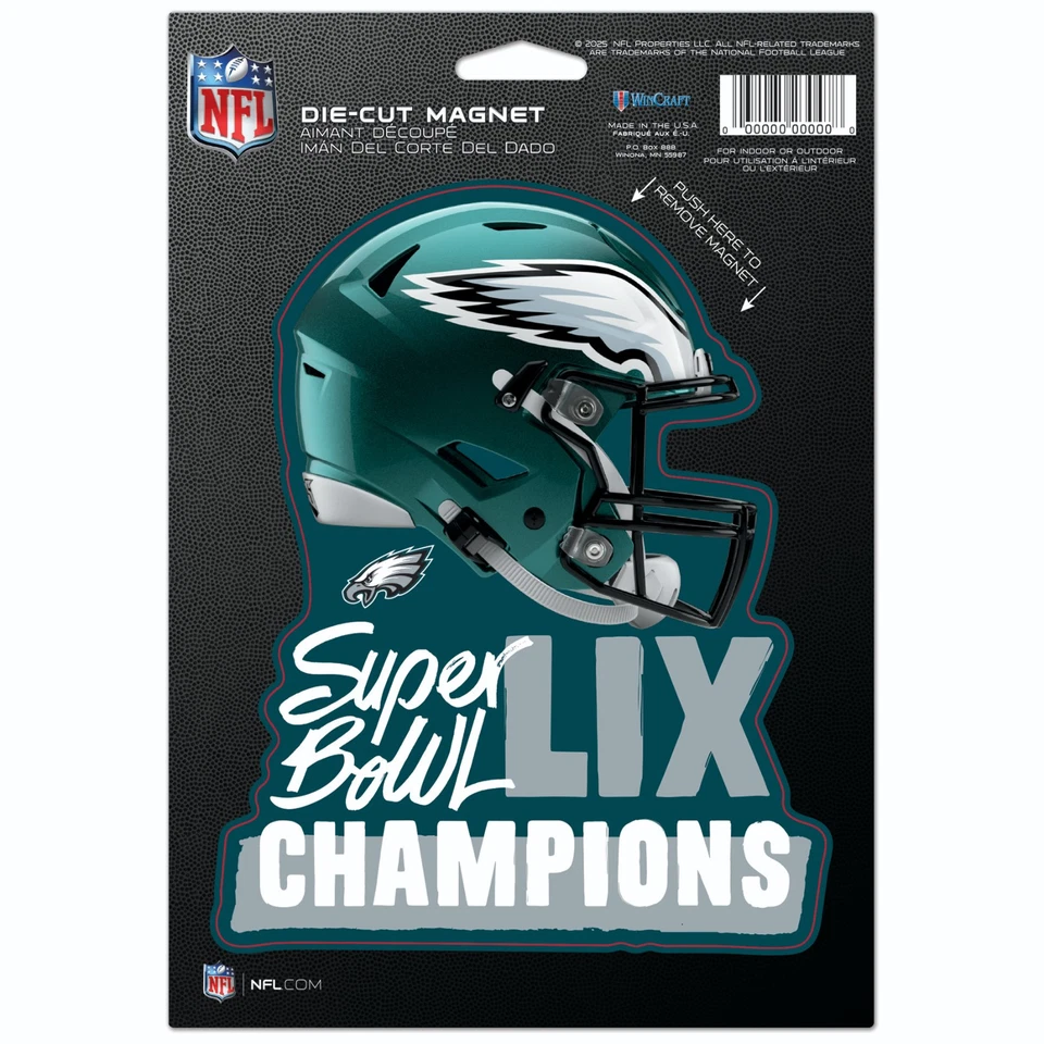 PHILADELPHIA EAGLES SUPER BOWL LIX CHAMPIONS DIE-CUT MAGNET 6"X7" HIGH QUALITY - Image 1 of 1