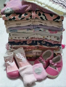 WINTER BUNDLE~BABY GIRL SIZE 0 (25+ Pces)~Tops, Pants, Dresses, Jacket, Shoes + - Picture 1 of 19
