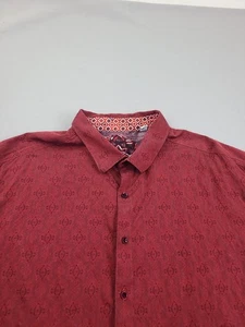 Camisa Robert Graham Para Hombres 3XL Roja Geométrica Puño Abatible Algodón Club Vida Nocturna - Imagen 1 de 10