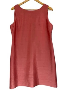 Talbots Dress 16P Coral Raw Silk Wool Blend Sheath V-Back Lined NWOT Elegant - Picture 1 of 9