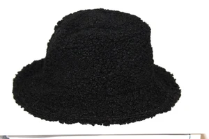 NWT J CREW Black Shearling Bucket Hat Sz S/M - Picture 1 of 3