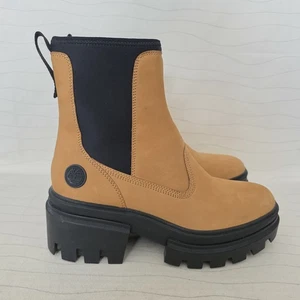 Timberland Damen Chelsea Boots hellbraun Leder schwarz Neopren Schuhe zum Überziehen Größe 8,5 - Bild 1 von 11
