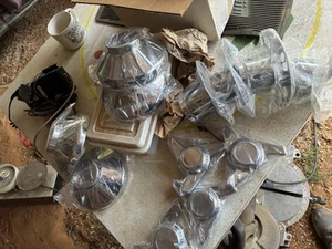 4 NEW OLD STOCK 3 BAR SPINNER CHROME 5 LUG CONVO PRO CENTER LINE WLS VINTAGE - Picture 1 of 12
