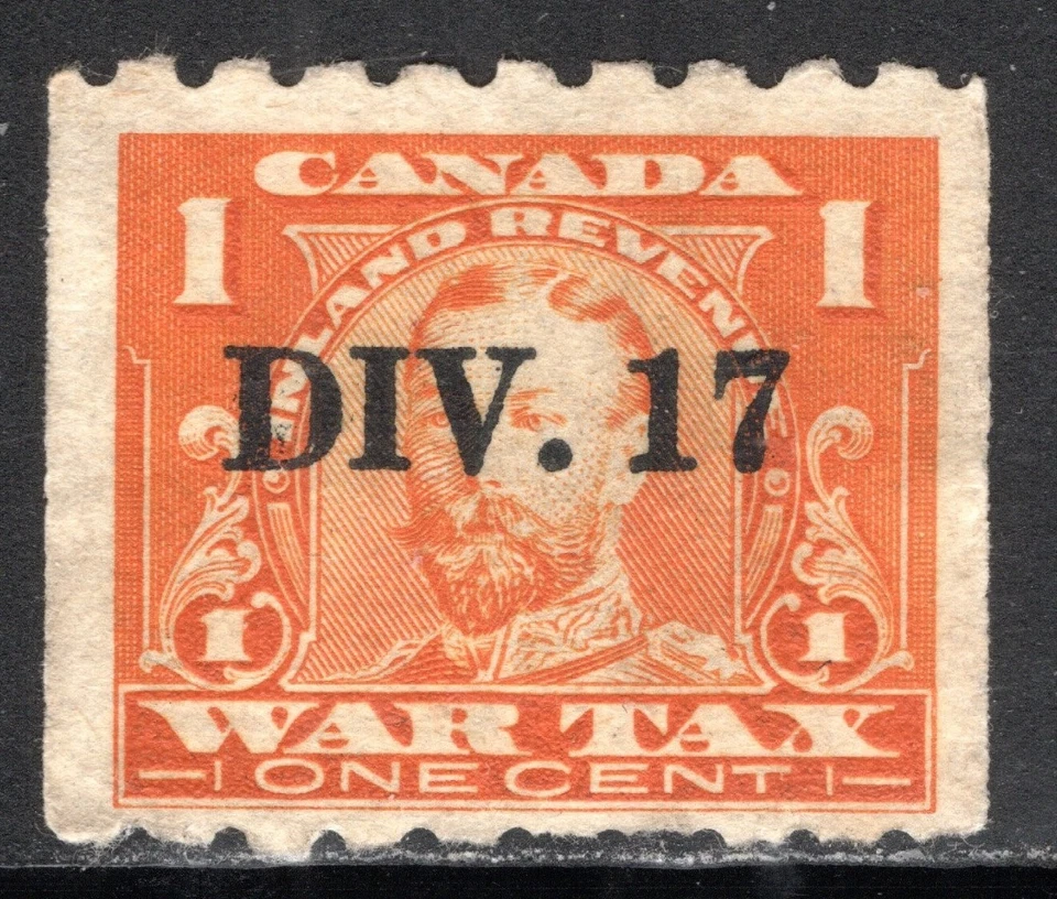 Estampilla de Canadá Van Dam #FWT17a, 1c, DIV 17 precancelación, impuesto de guerra, MNG, CV $45,00 Foto 1 de 1