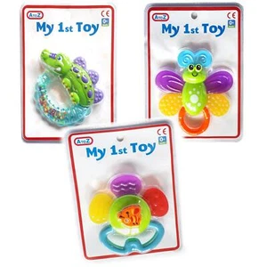 A to Z Baby Teether Rattle Toy from Birth Dinosaur Butterfly Bee - Picture 1 of 5