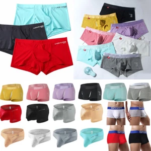 Men's Underwear Boxer Briefs Ice Silk Shorts Panties Bulge Pouch Underpants - Picture 1 of 84