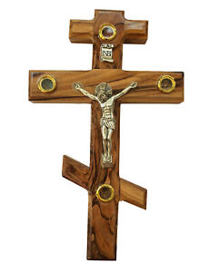 Olive Wood Russian Eastern Orthodox Crucifix Cross 6" from Bethlehem