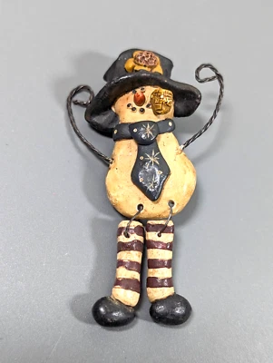 Country Style Winter Snowman Articulated Resin Pin Americana - Image 1 of 4