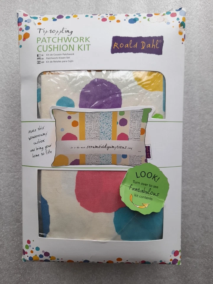 Docraft Rold Dahl Patchwork Cushion Kit BNIB With RD Fabric and Stitched Ribbon - Image 1 of 4