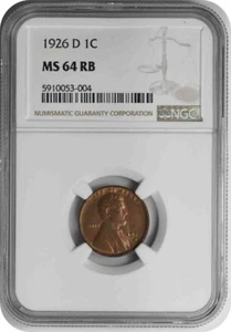 1926-D Lincoln Cent MS64RB NGC - Picture 1 of 2