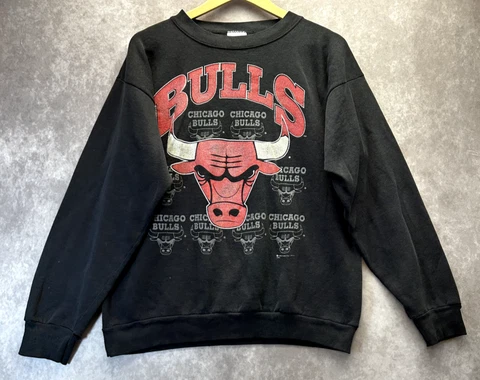 Vintage 90's Tultex Mens Chicago Bulls Sweatshirt XL Blackmade in USA,  READ!! Cover