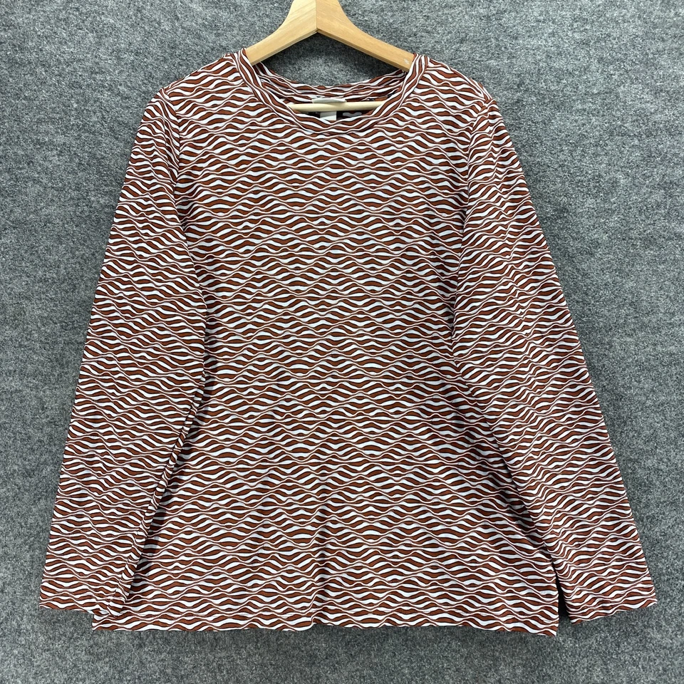 Blusa Pullover Ava & Viv Mujer X Plus Marrón Geométrica Manga Larga Cuello Redondo Foto 1 de 4