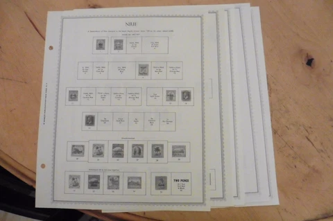 K33 Niue 5 Minkus stamp pages 1892-1978 w/ 10 stamps Cover