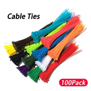 100 Pack Cable Ties All Sizes & Colours Tie Wraps Nylon Zip Ties Strong Extra - Picture 1 of 18