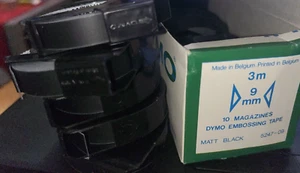 DYMO vintage Genuine Embossing tape 9mm magazines Black  5X 3 X Meters roles - Picture 1 of 3
